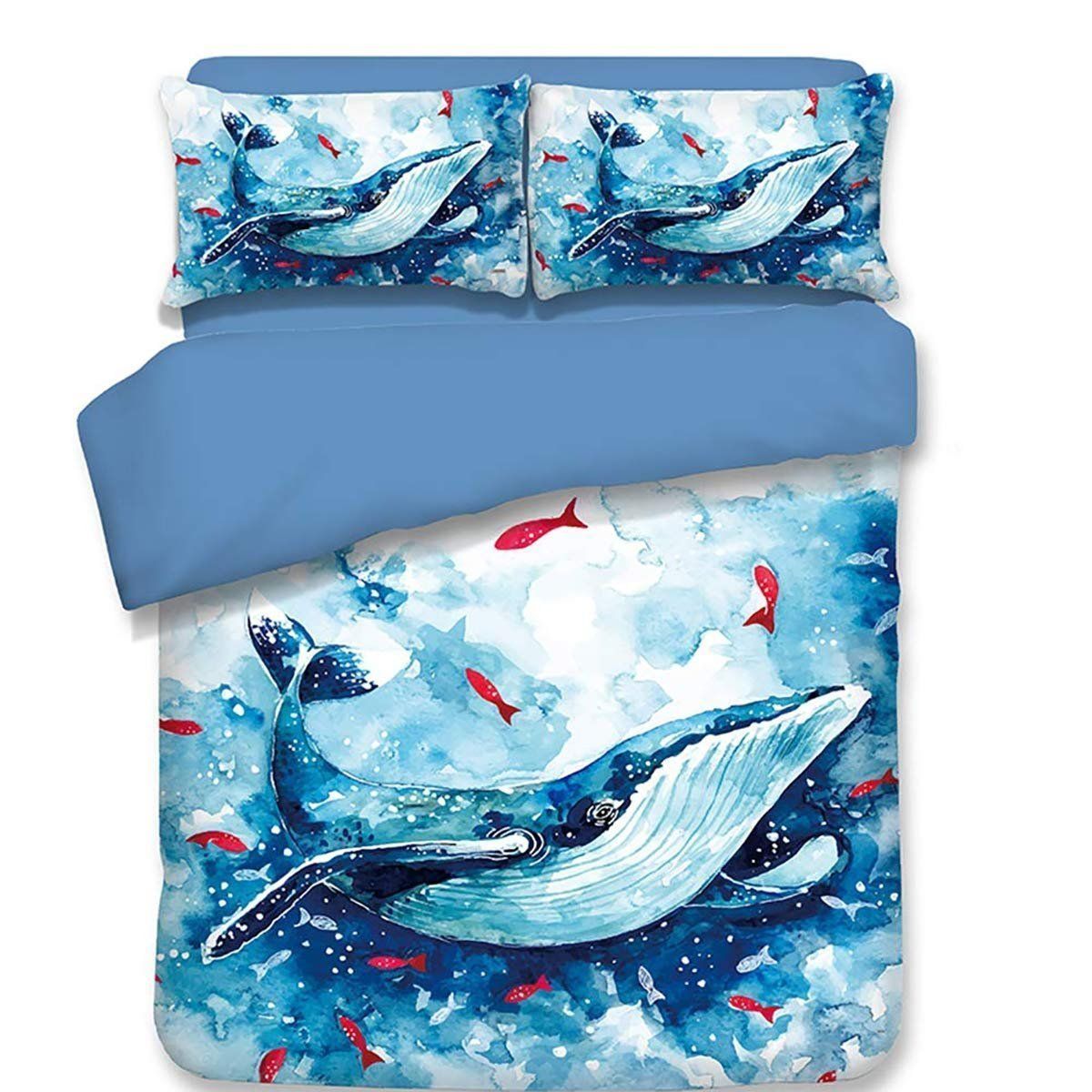 3D Whale Fish Bedding Set Bedroom Decor