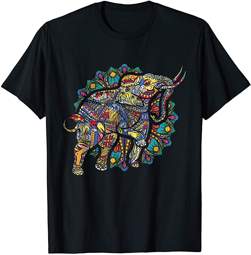 Safari Africa Zoo Animal Lover Hippie Gift Vintage Elephant T-Shirt