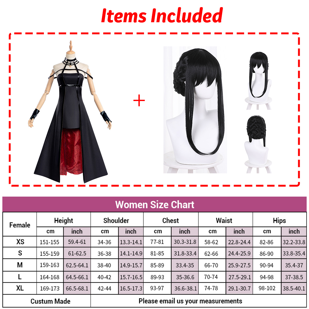 Anime SPY FAMILY Cosplay SPY FAMILY Yor Forger Cosplay Costumes Princess Bramble Black Sexy Dress Halloween Uniforms Custom Made alx