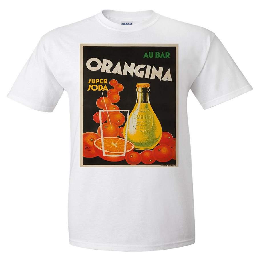 Orangina Vintage Poster Algeria Fashion Short Sleeved T-Shirt For Men Summer Funny Tee Shirt