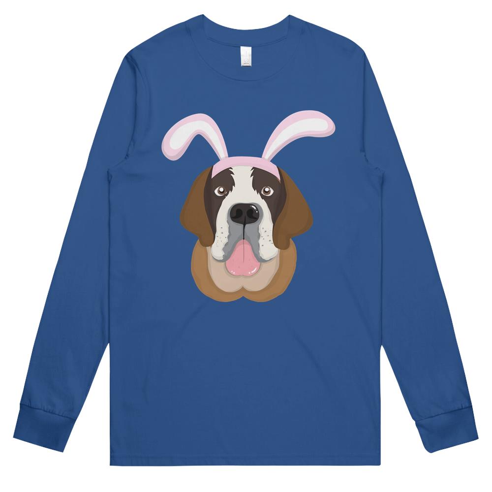 Cute Easter Saint Bernard Dog Bunny Ears Rabbit Long Sleeve T Shirts