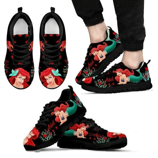 Ariel The Little Mermaid shoes,Hip Hop Gift Shoes black Shoes birthday gift Fashion Fly Sneakers TL97