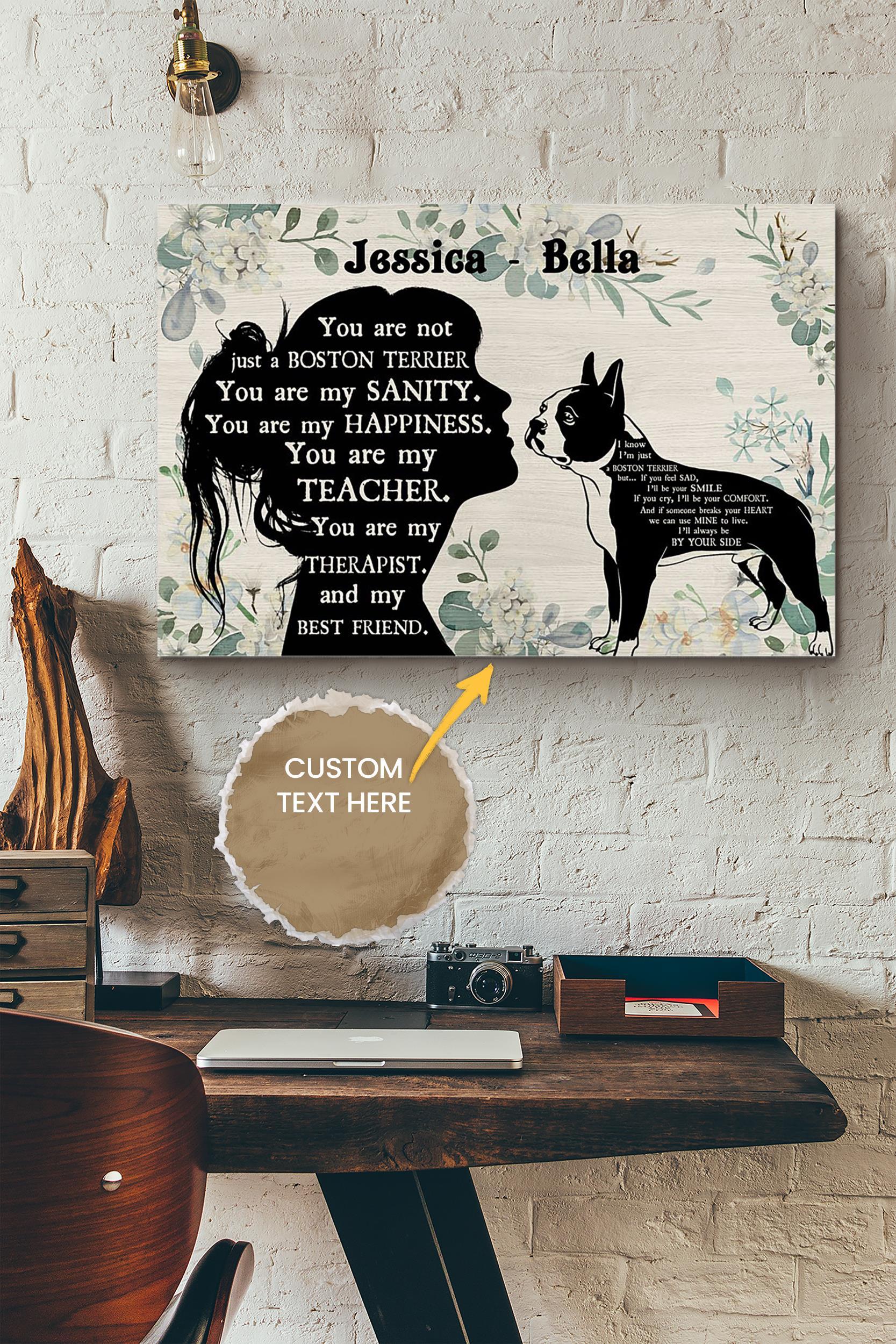 Boston Terrier Girl Therapist Best Friend Personalized Poster – Animal Wall Art – Gift For Dog Lover Dog Foster Puppy Lover Wrapped Canvas