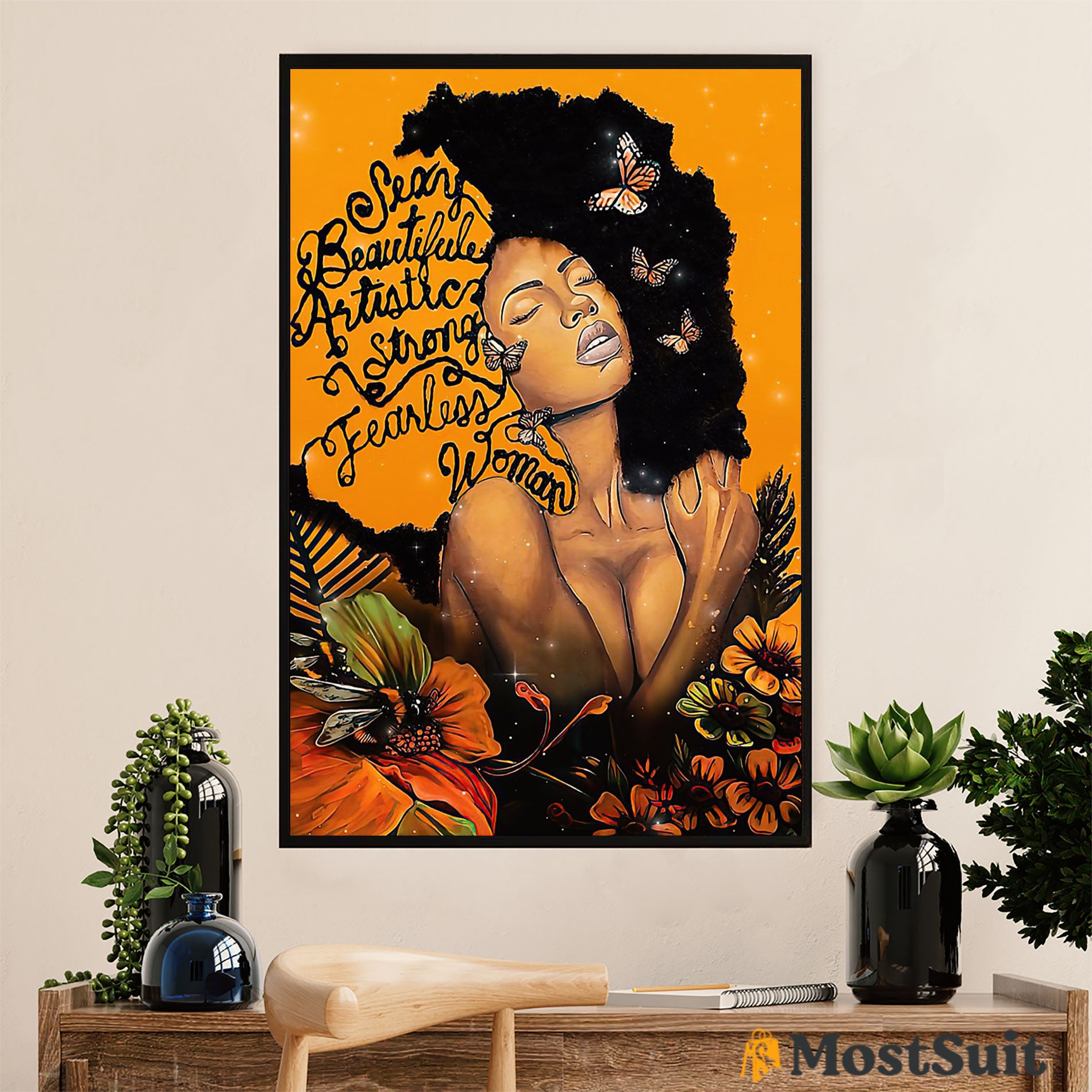 African American Afro Poster | Gift For Black Girl | Juneteenth Day Room Wall Art – Sexy Strong Girl