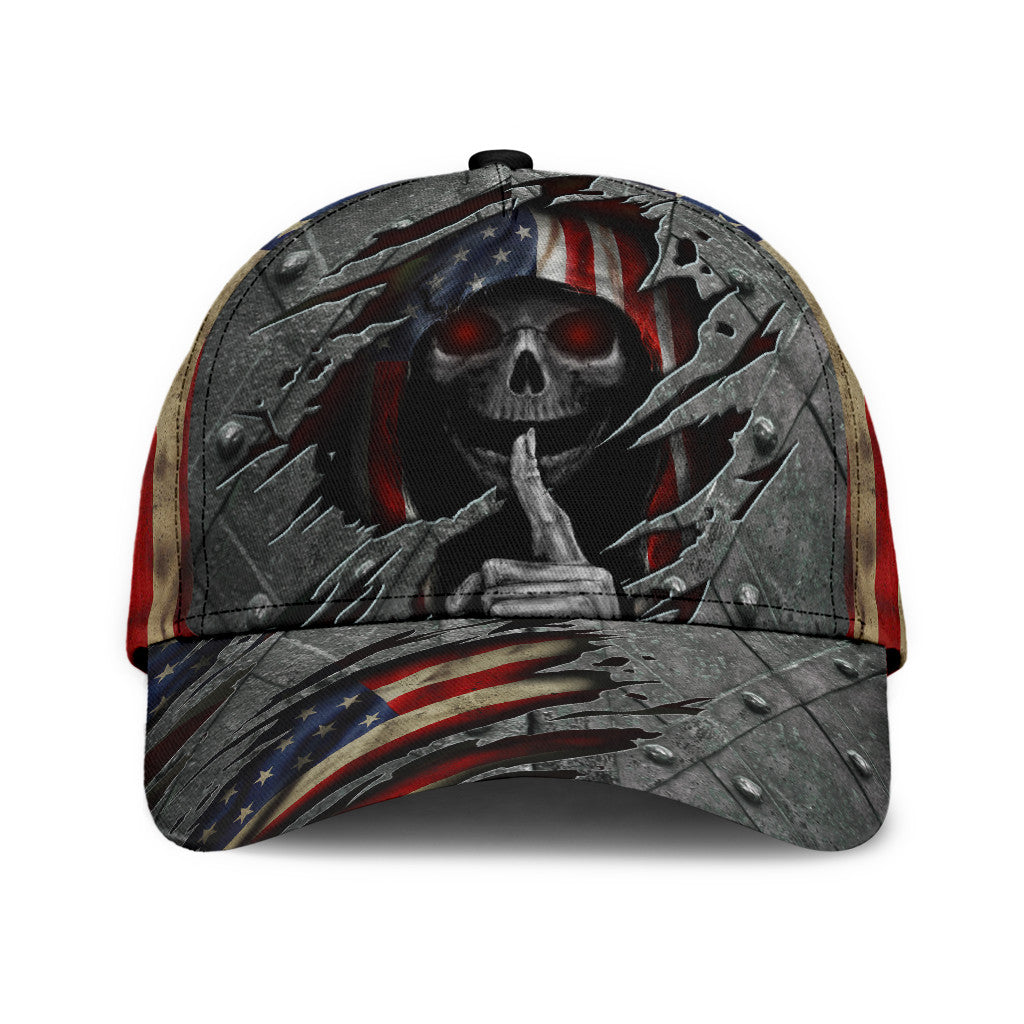 Personalized Skull 3D Baseball Cap, Skull Lovers Hat 4Th Of July Cap For Skull Lovers