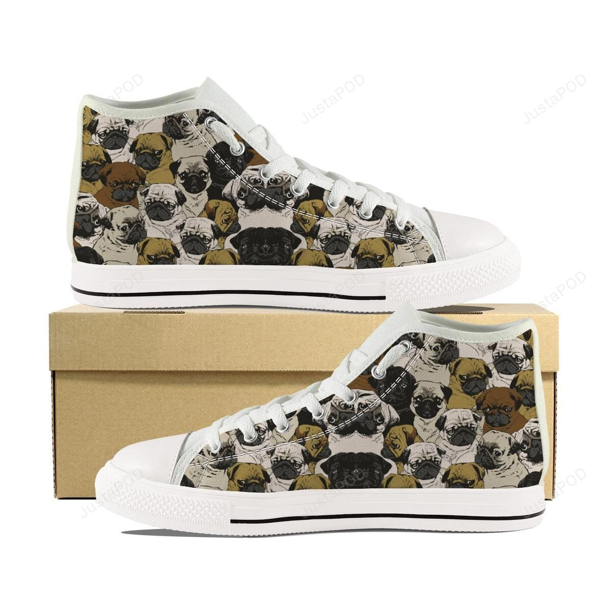 Pugs Multi Canvas High Top Shoes