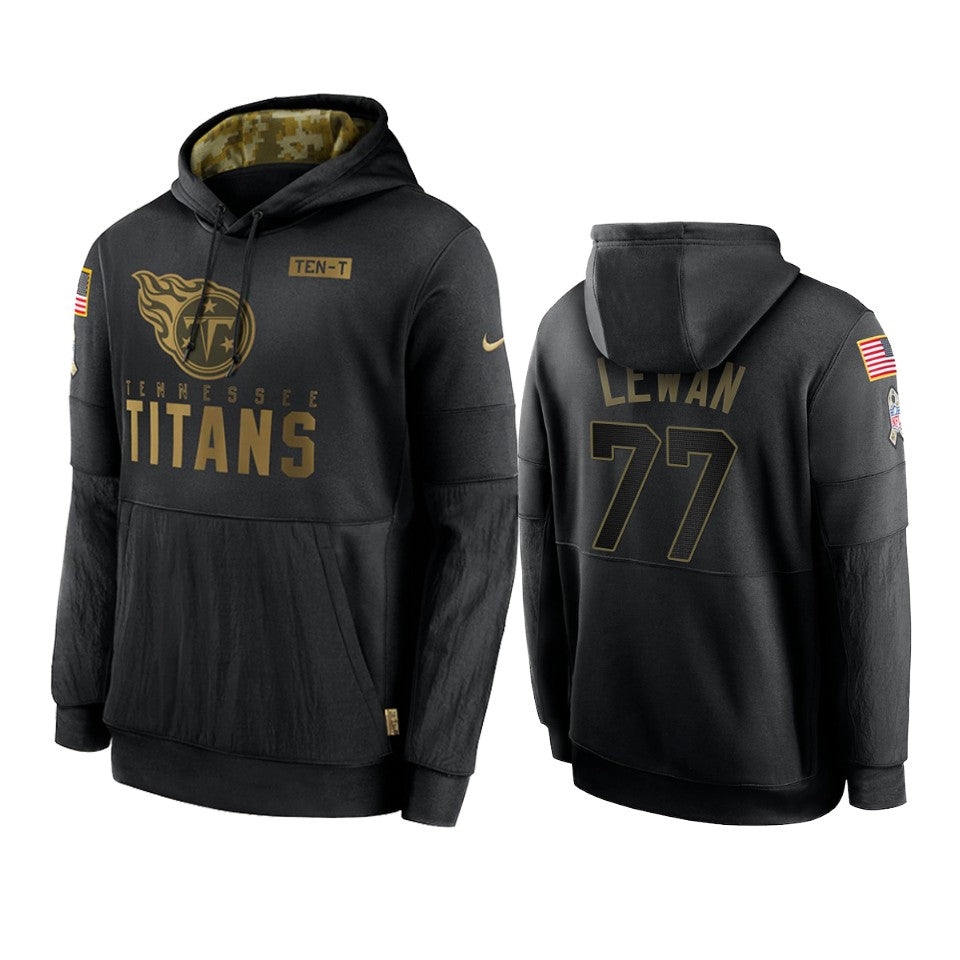 Tennessee Titans Taylor Lewan Black 2020 Salute To Service Sideline Performance Pullover Hoodie