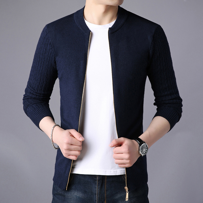 Spring Men’s Sweater Cardigan Solid Long Sleeve Knitted Coat Full Zipper Casual Wool Sweater Tide Slim Male Autumn Clothing alx