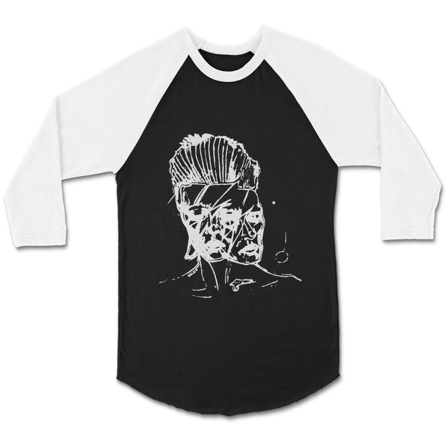 Bowie Drawing Starman Aladdin Sane Handmade Art Tumblr Music Aesthetic CPY Unisex 3/4 Sleeve Baseball Tee T-Shirt