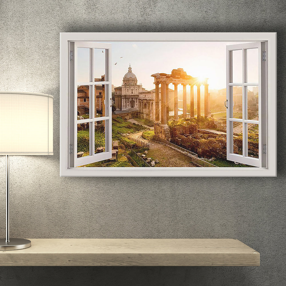 Ancient Rome 3D Window Effect Canvas Print – Canvas Painting, Canvas Art, Wall Art, Wall Decor