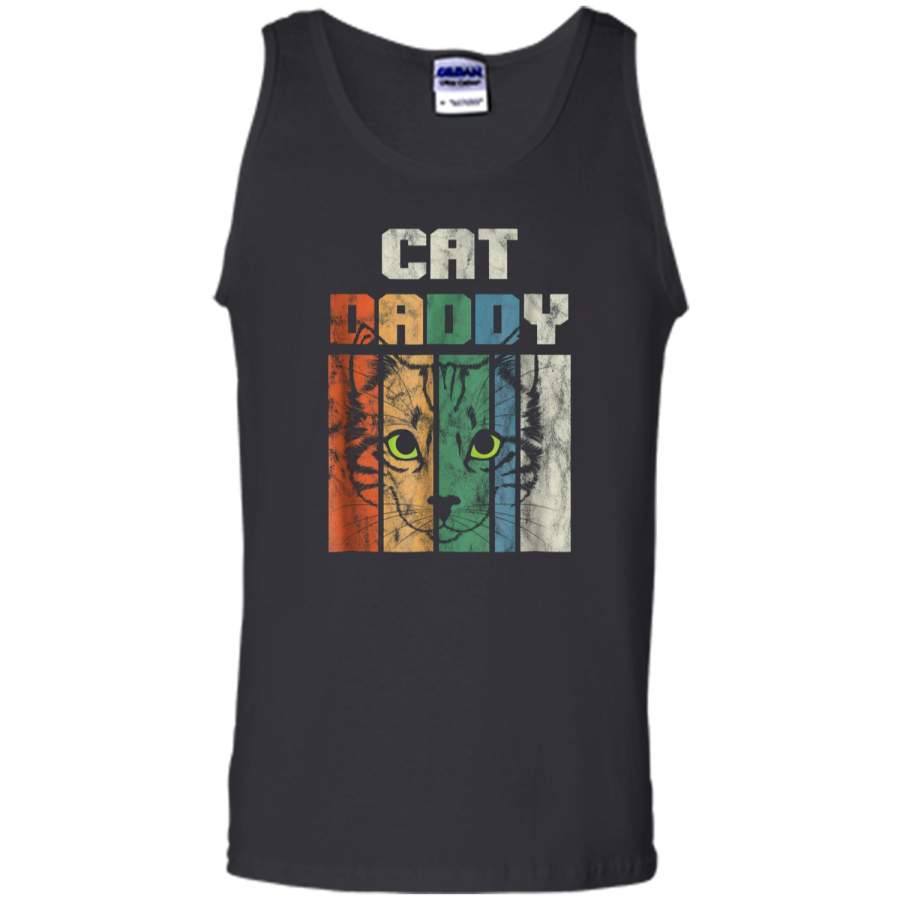 Retro Cat Dad Daddy Cool Kitten Lover Vintage  Tank Top