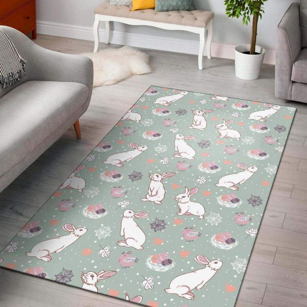 Rabbit Pattern Print Design Rug RCDD81F38335