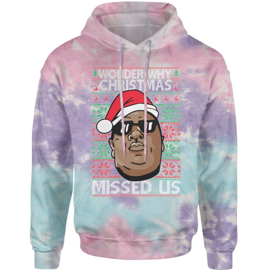 Wonder Why Christmas Missed Us Ugly Christmas Tie-Dye Adult Hoodie Sweatshirt