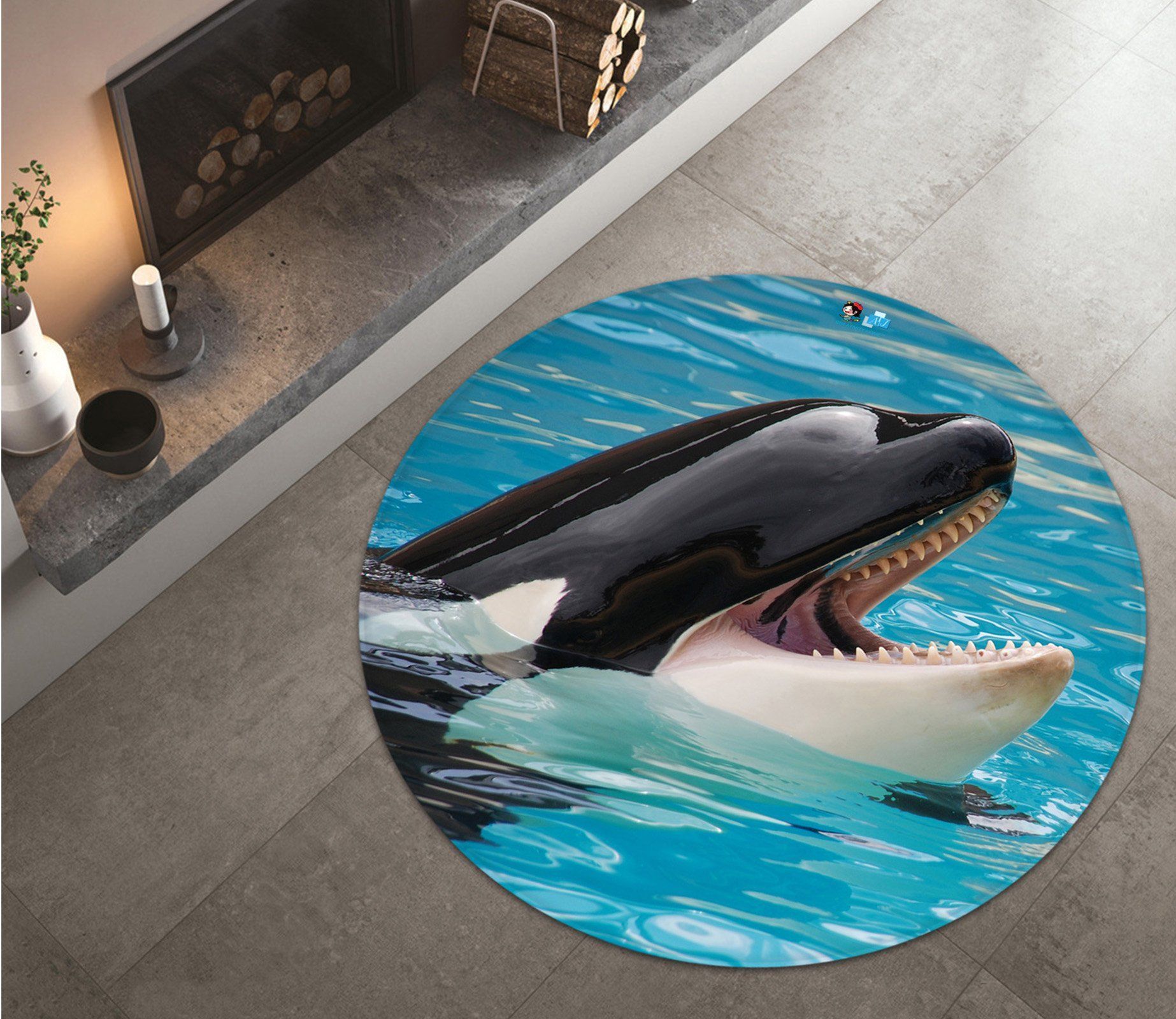 3D Dolphin 5764 Round Rug – Round Carpet Home Decor