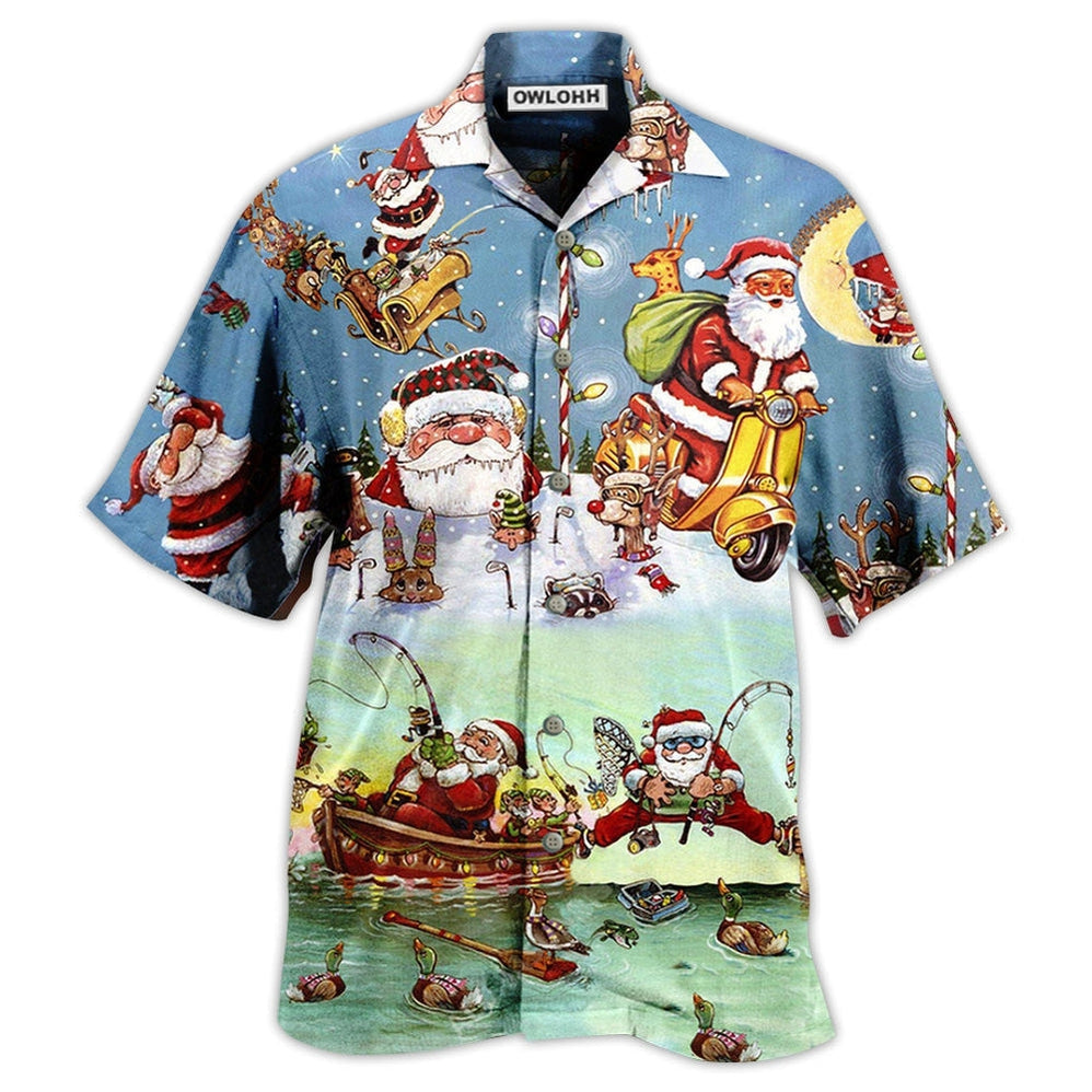 Christmas Cute Santa Claus Go Fishing Hawaii Shirt Ha28542