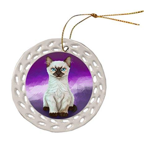 Siamese Kitten Ceramic Doily Ornament Dpor48115