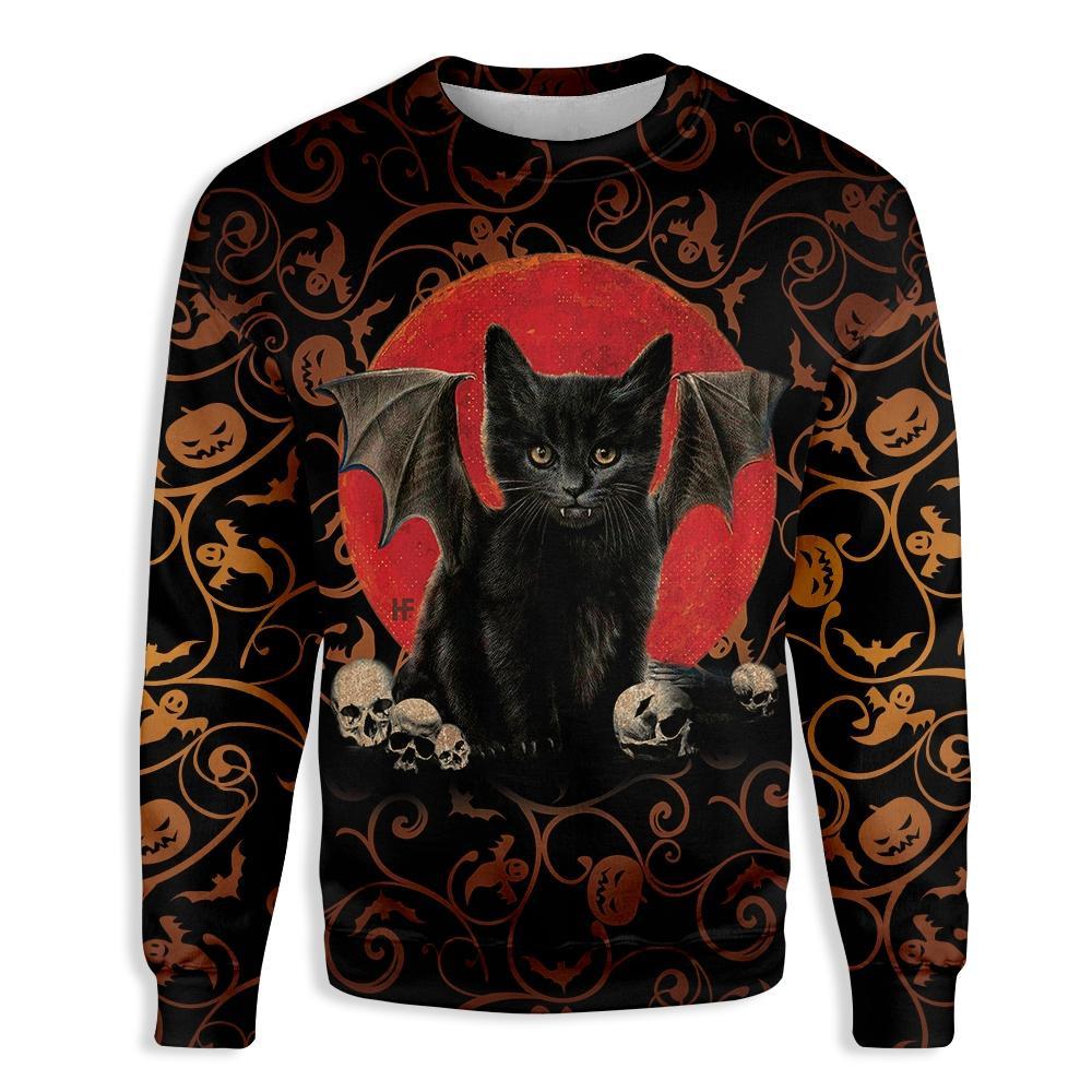 Black Cat Halloween Ugly Christmas Sweater | Unisex | Full Size | Adult | Colorful | US3825