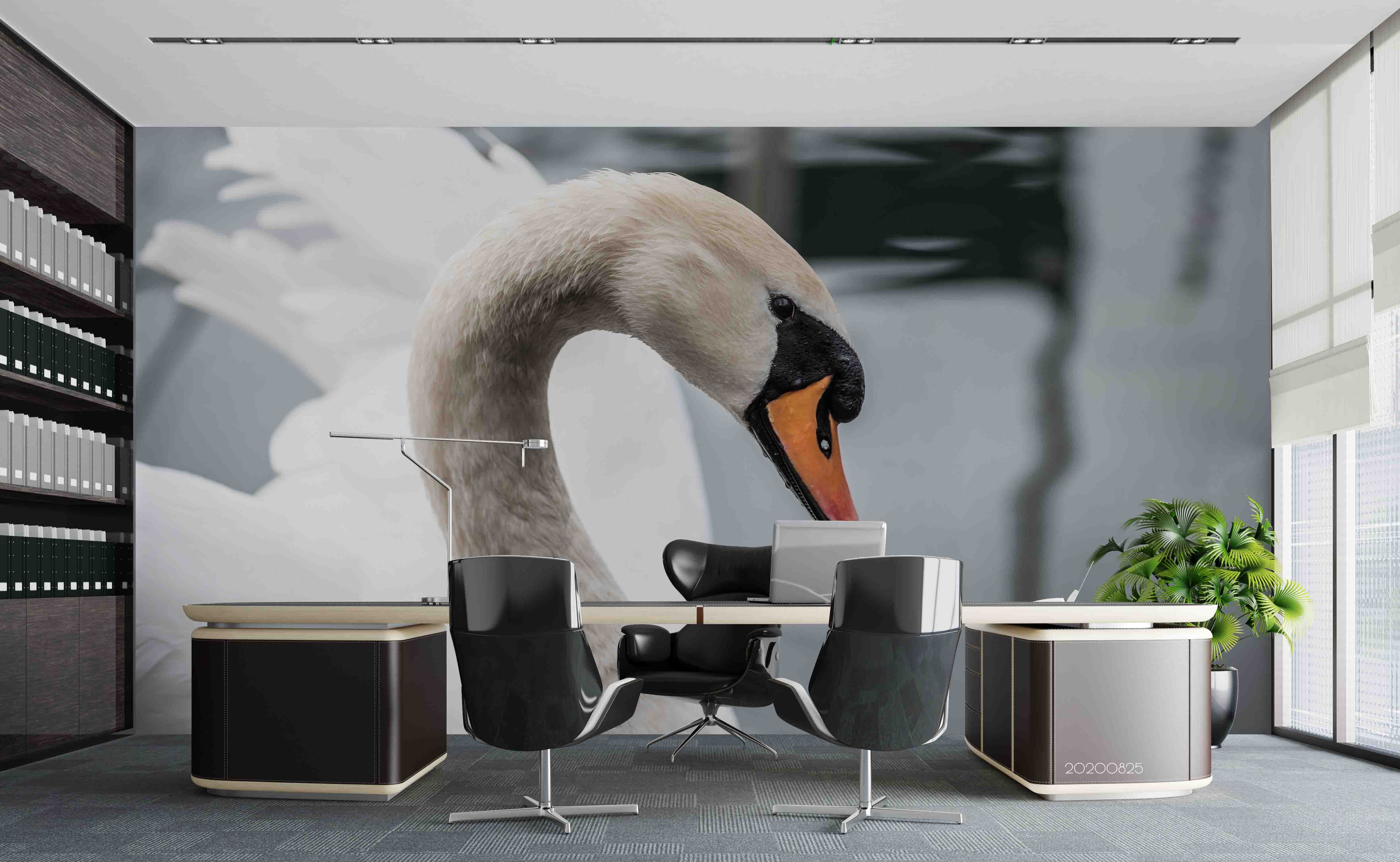 3D Wild Animal Swan Wall Mural Wallpaper Lqh 33