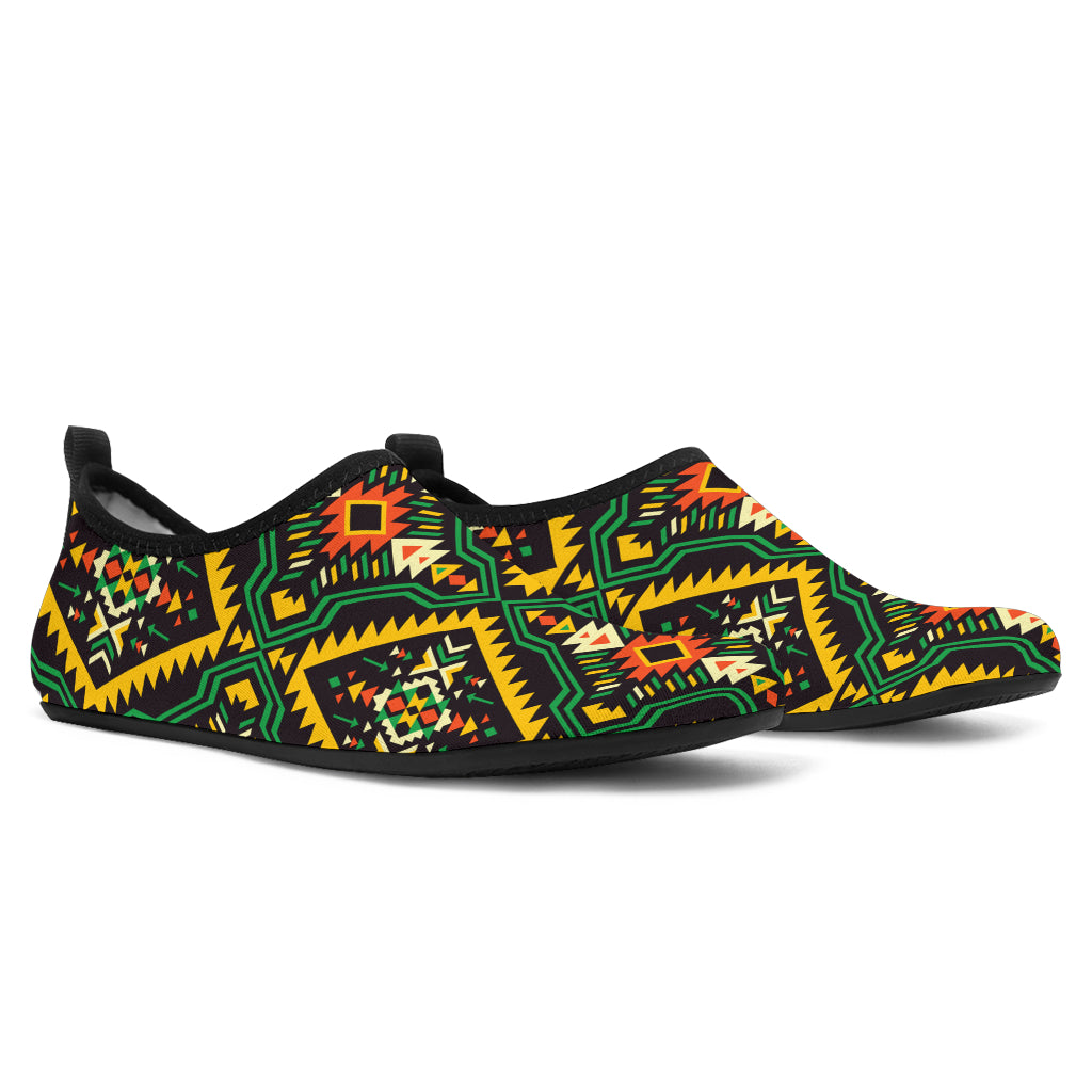 Kente Green Design African Print Aqua Water Shoes