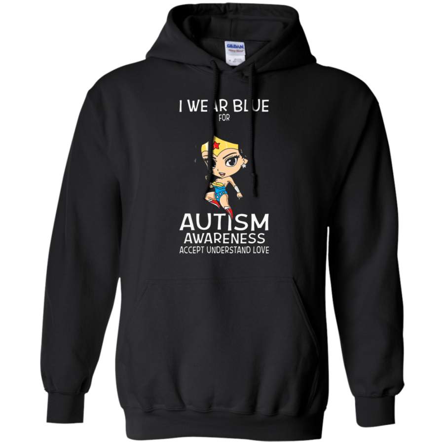 AGR I Wear Blue For Autism Awareness Wonder Woman Hoodie