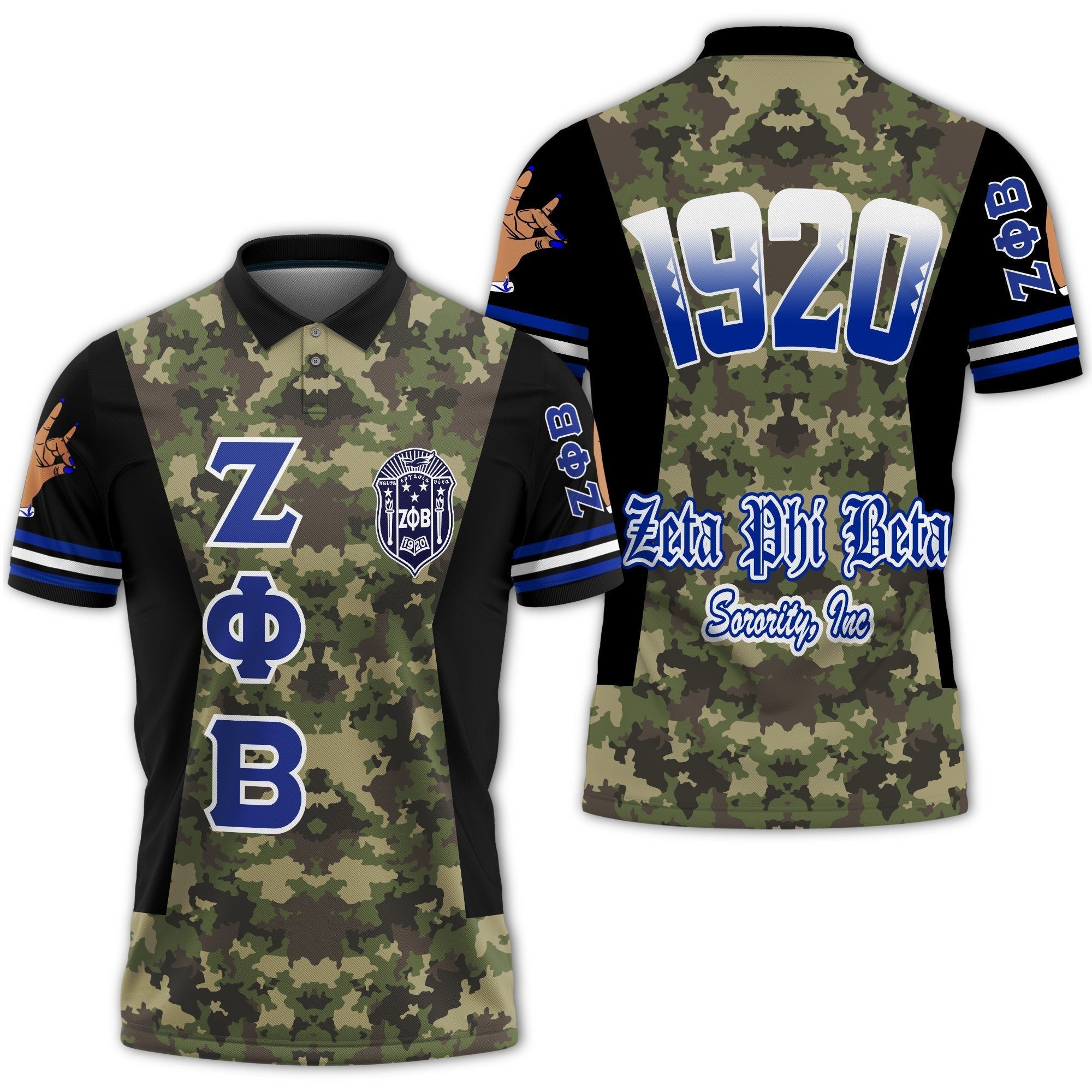 Sorority Polo – Zeta Phi Beta Sorority Camouflage Polo Shirt