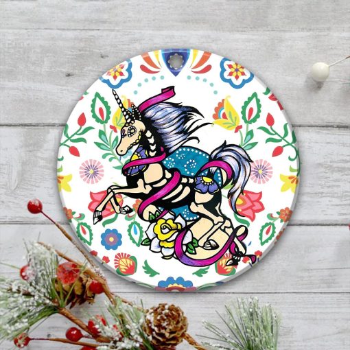 Unicorn Ornament Day Of The Dead Dia De Los Muertos Art Print Animal Ornament