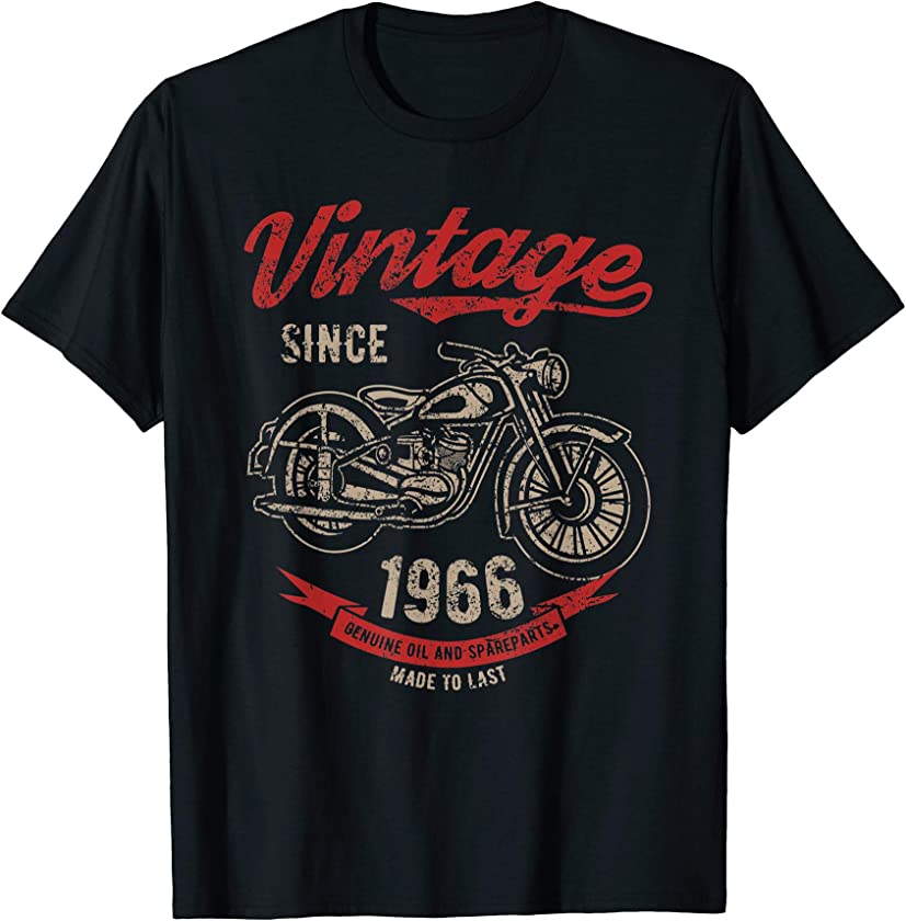 Vintage Since 1966 Birthday Gift Motorcycle Bike T-Shirt