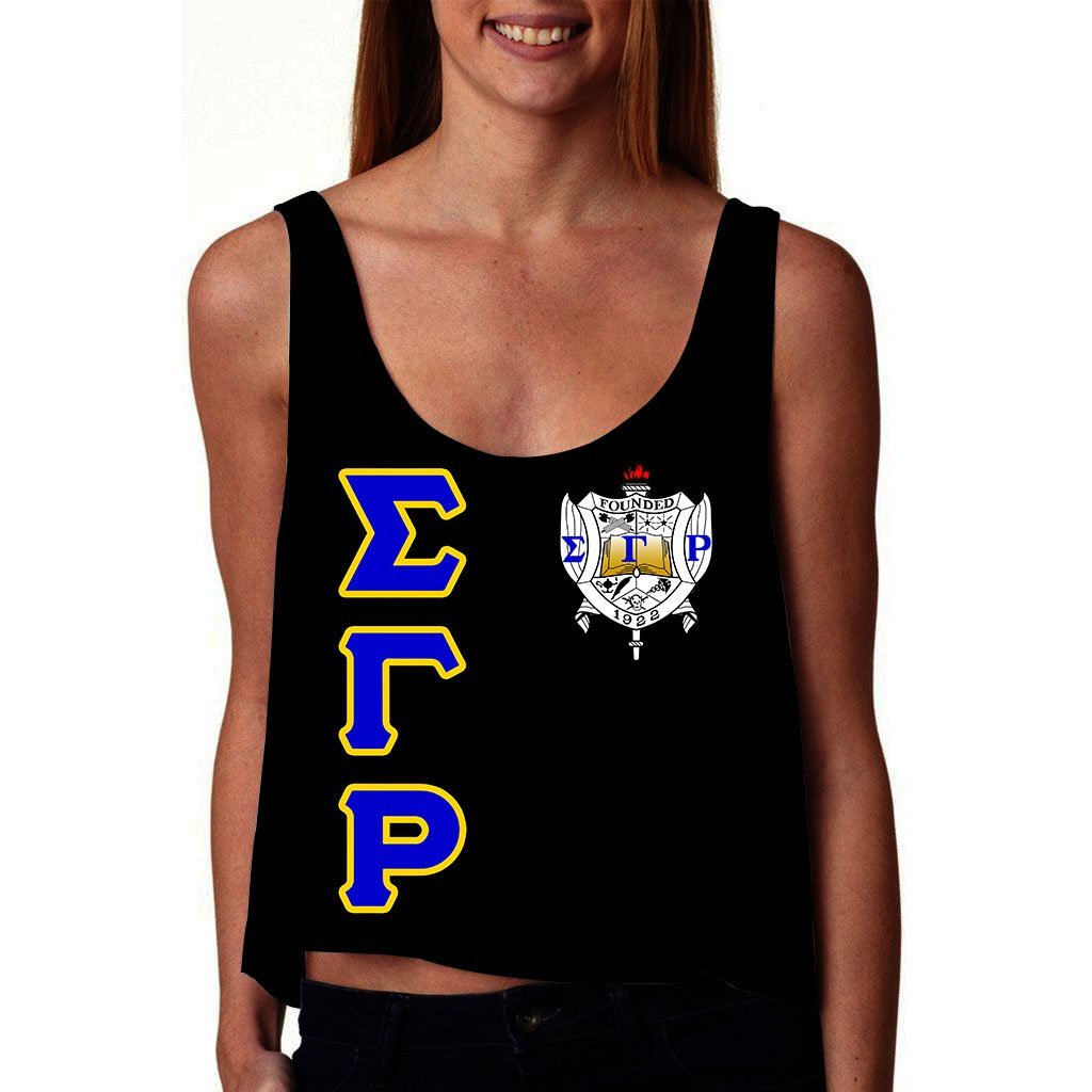 Wonder Print Tank Top – Sigma Gamma Rho Letters Croptop Tank Top