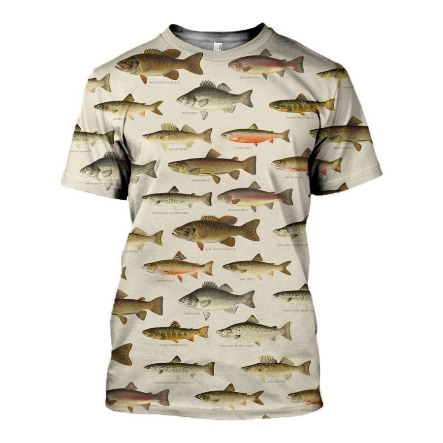 3D All Over Printed North American Fishes Shirts