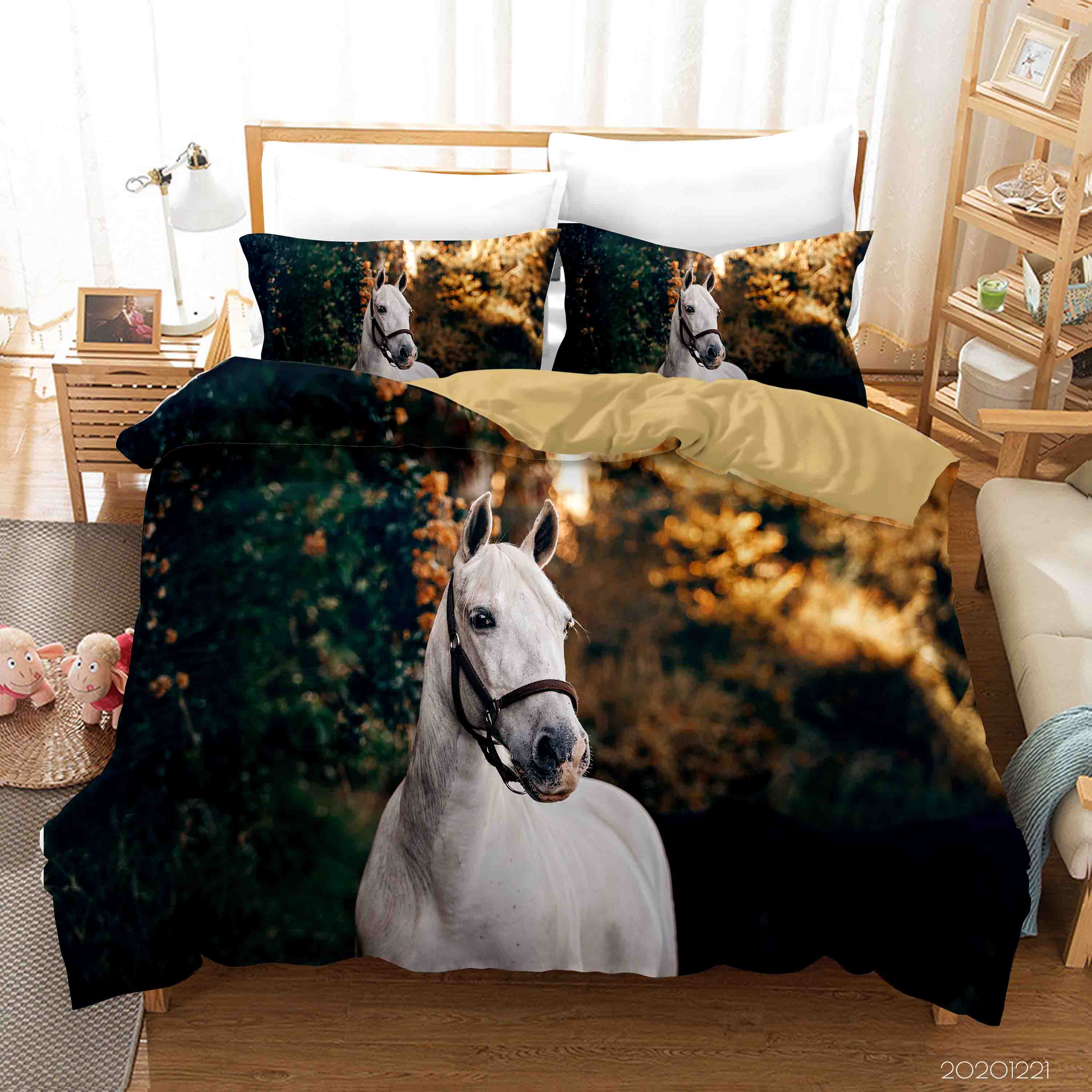 3D White Horse Animal Quilt Cover Set Bedding Set Duvet Cover Pillowcases 206 Lqh