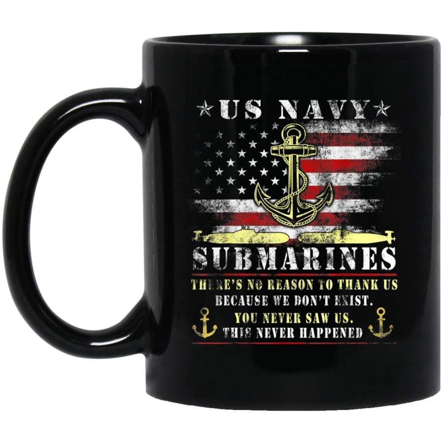 US Navy Submarines Veteran Vintage 11 oz Black Mug