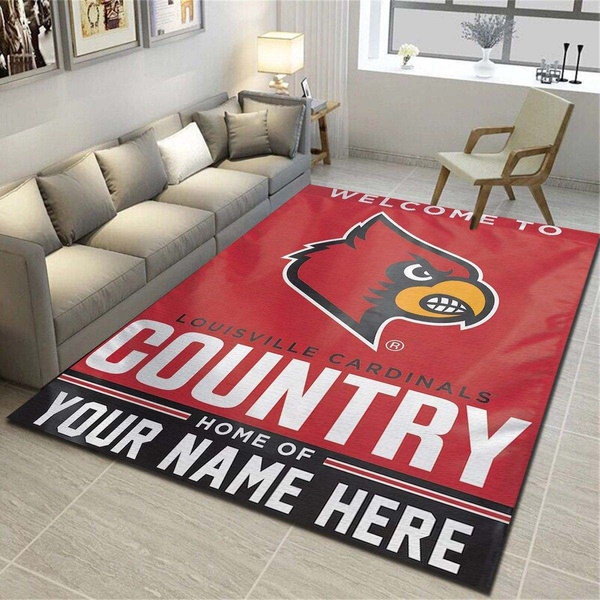 Louisville Cardinals Personalized Rug, Team Living Room Carpet, Customized Floor Decor