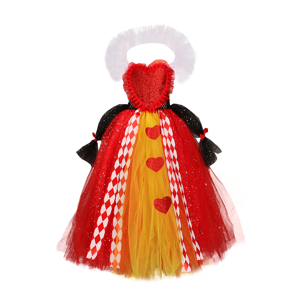 2022 Kids Girl The Red Queen Halloween Cosplay Dress Party Carnival Princess Clothing Alice in Wonderland 2-10T alx