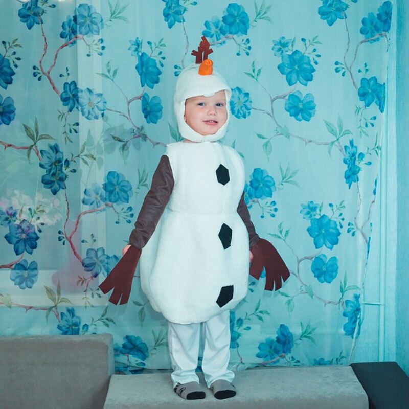 2022 Child Plus Velvet Olaf Halloween Costume Toddler Kids Baby Cartoon Movie Snowman Christmas Costume Party Carnival clothes alx