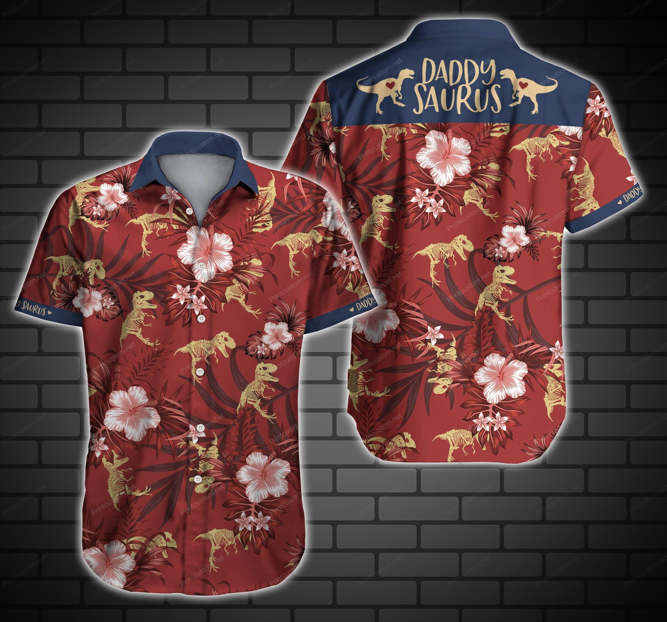 Daddysaurus Hawaii Shirt Ver3 Summer Button Up Shirt For Men Beach Wear Short Sleeve Hawaii Shirt - Kittyband Fashion