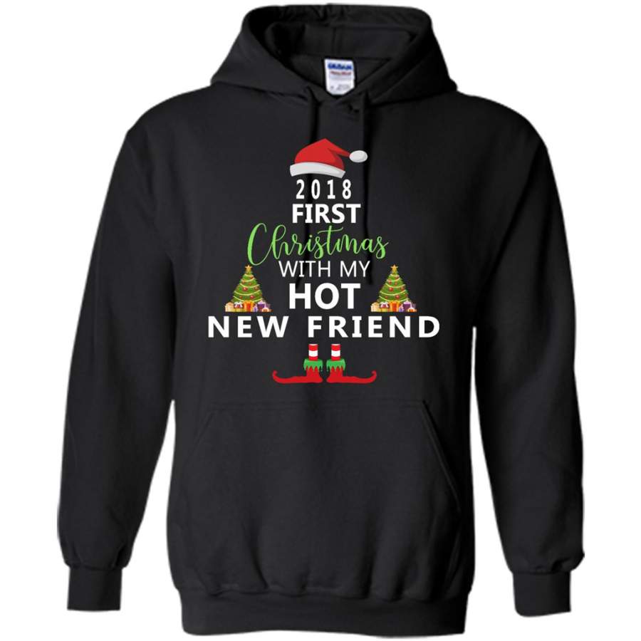 2018 Frist Christmas With My Hot New FRIEND, Chirtmas Tree Design – Gildan Heavy Blend Hoodie