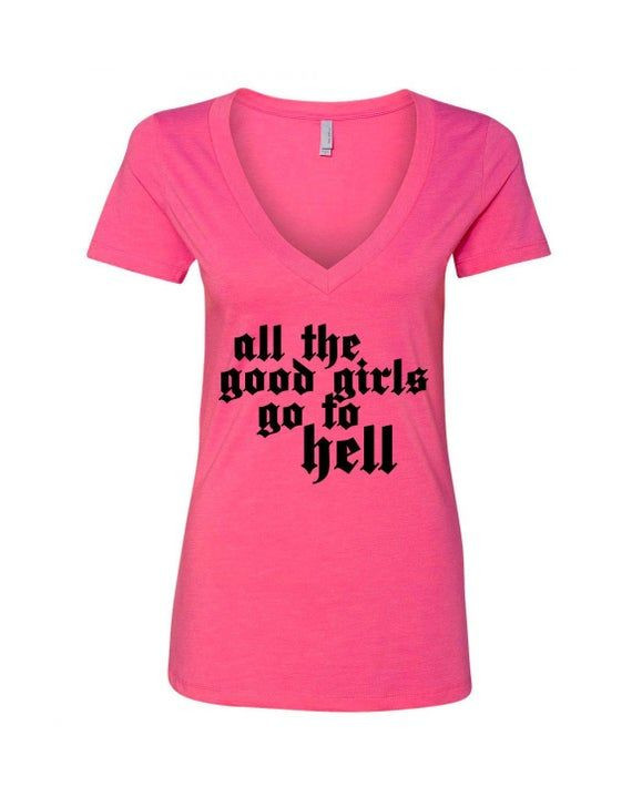 Billie Eilish All The Good Girls Go To Hell V Neck Shirt