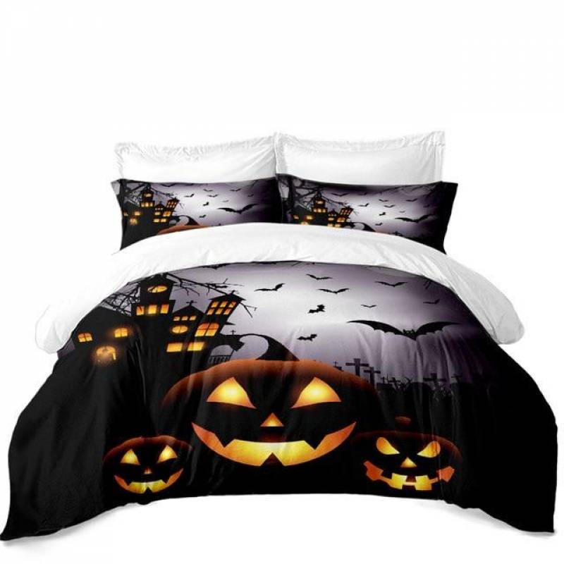 3D Halloween Pumpkin Bedding Set Terrorist Castle Duvet Cover Set