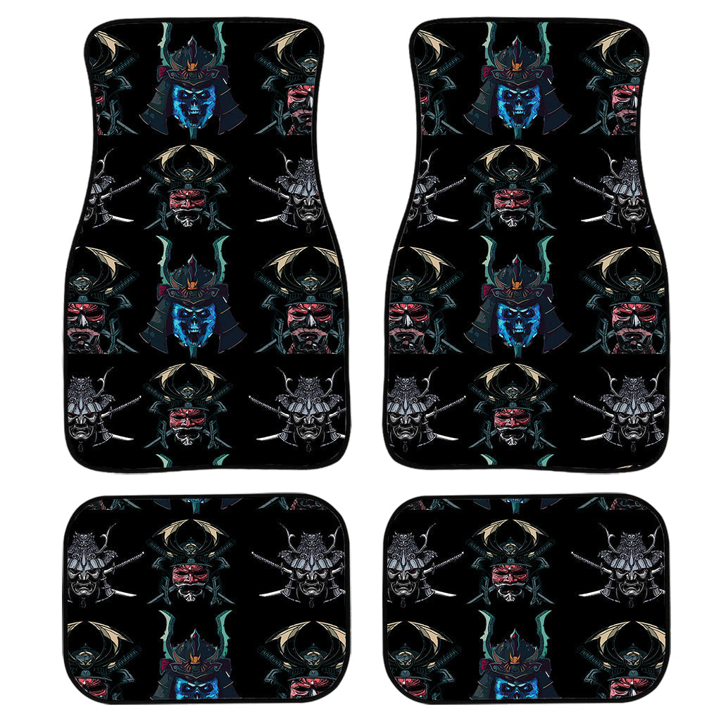 Ghost Samurai Mask Pattern Print Front And Back Car Floor Mats, Front Car Mat