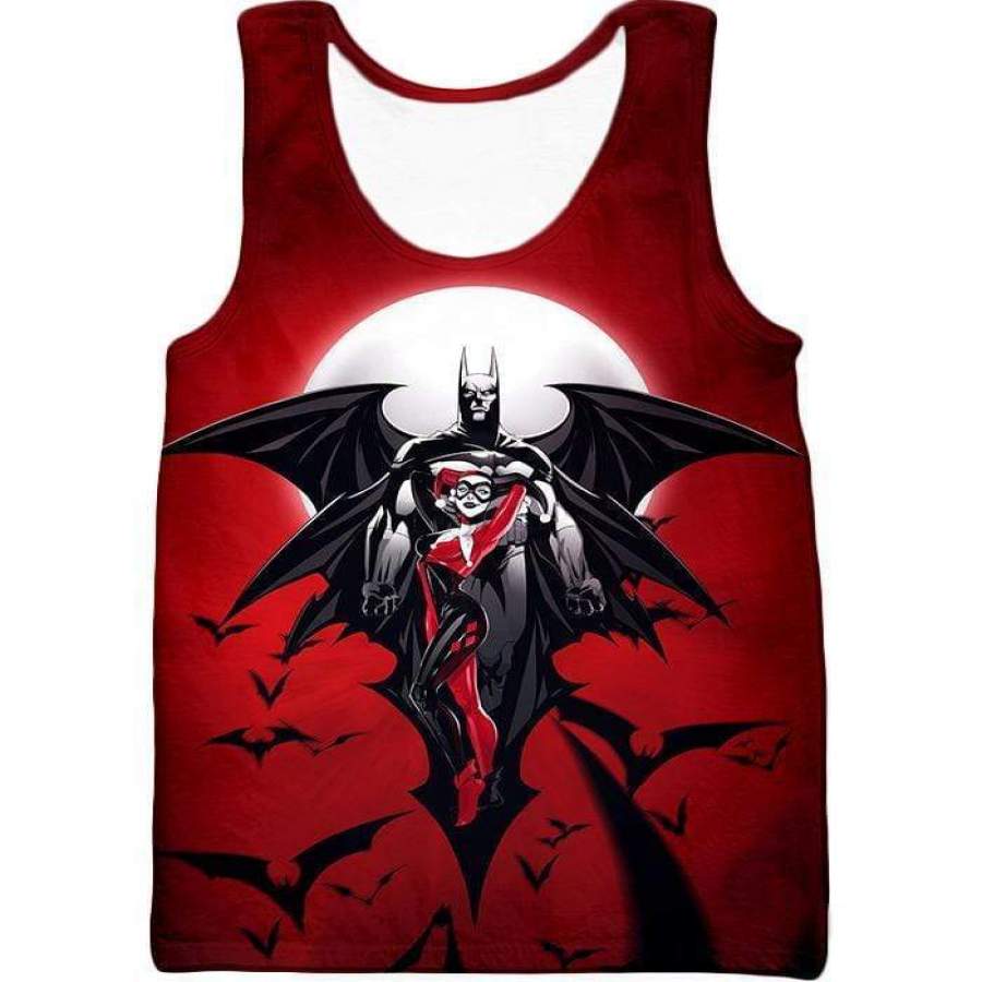 Amazing Batman X Harley Quinn Cool Graphic Action Red Tank Top