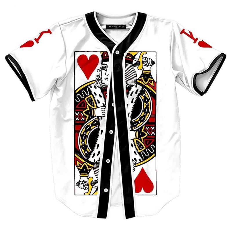 The King Of Hearts Printed Baseball Shirts