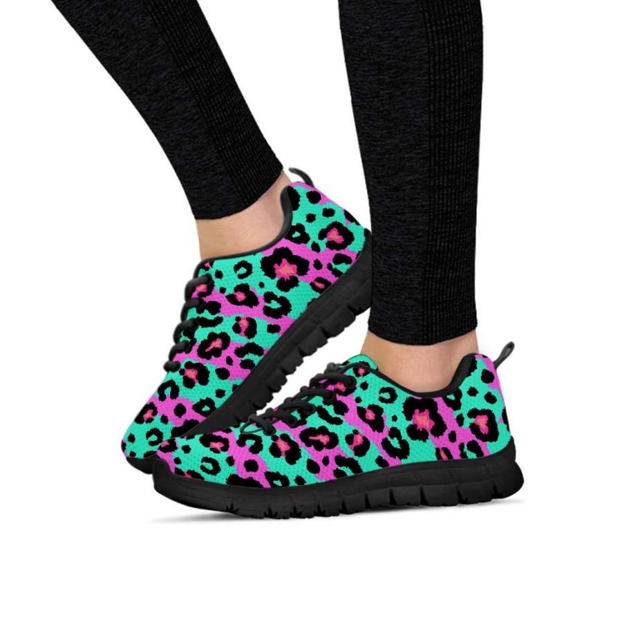 Teal Pink Leopard Women’s Sneakers