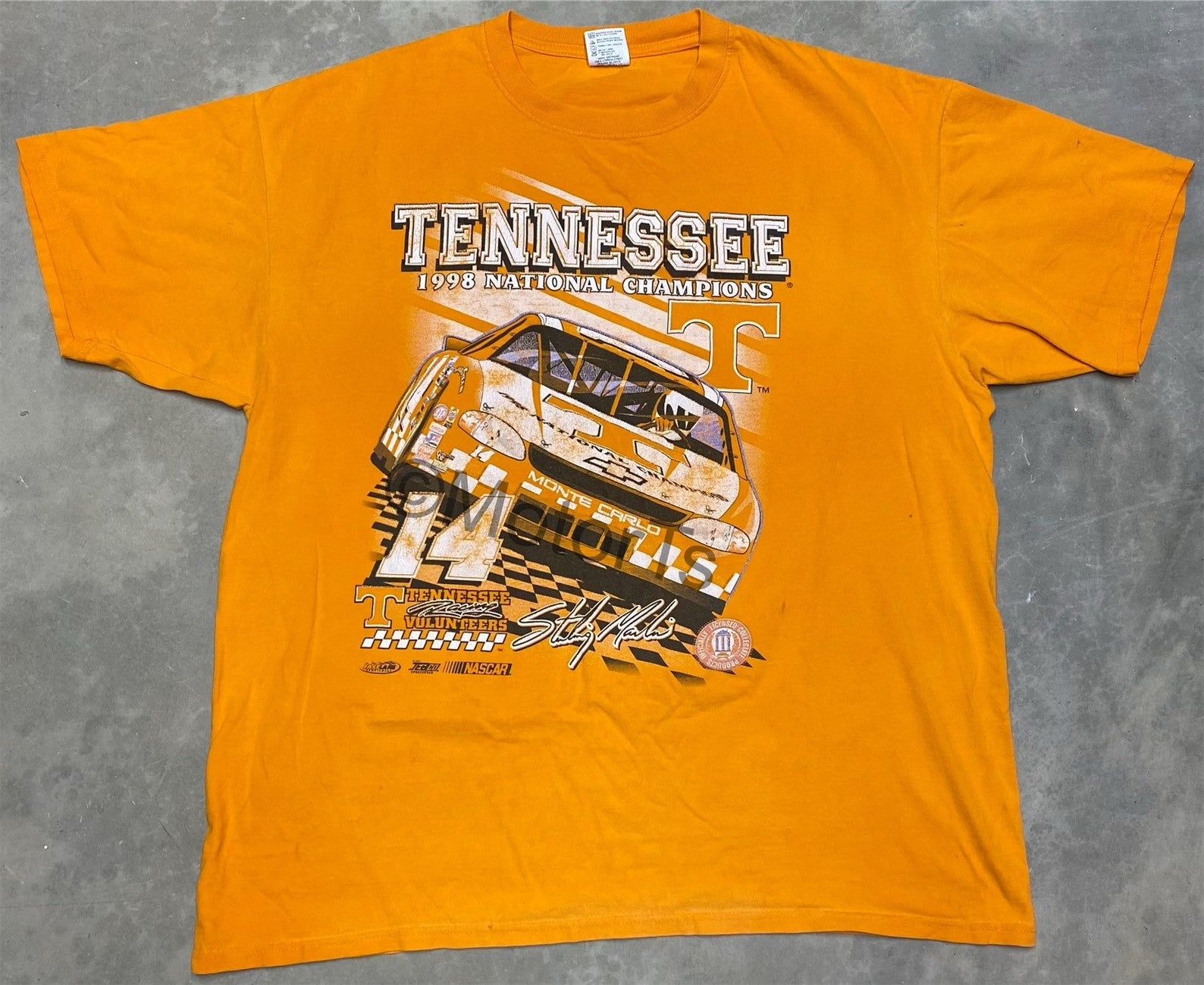 Rare Vtg 1999 Sterling Marlin Tennessee Volunteers National Champ Nascar Busch Series T-Shirt