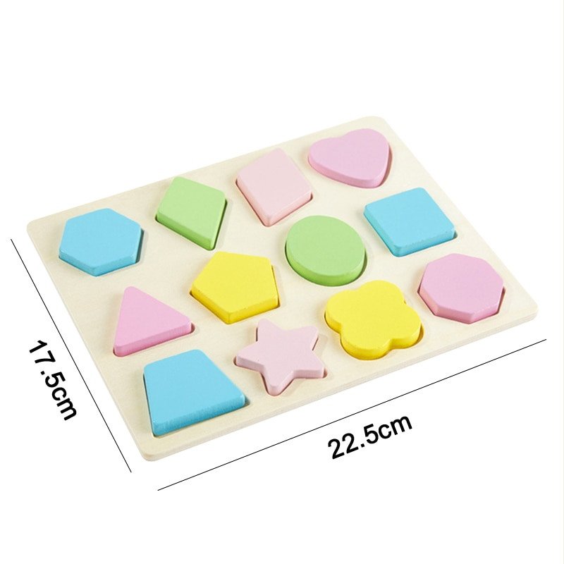 Qwz Montessori Wooden 3D Toys Childhood Learning  Kids Baby Colorful Wooden Blocks Educational Toy For Children Christmas Gift