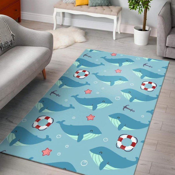 Whale Humpback Pattern Print Area Rug