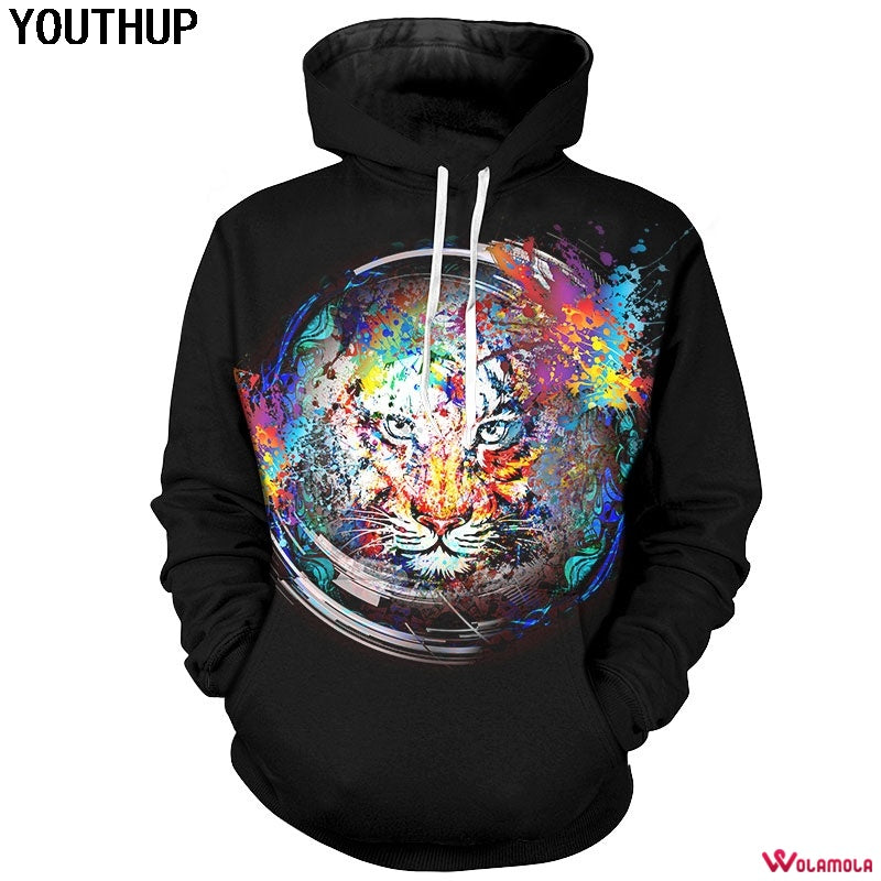 2018 Tiger Design 3D Printing Hoodies Hoodies Mens Sweater Plus Size 2