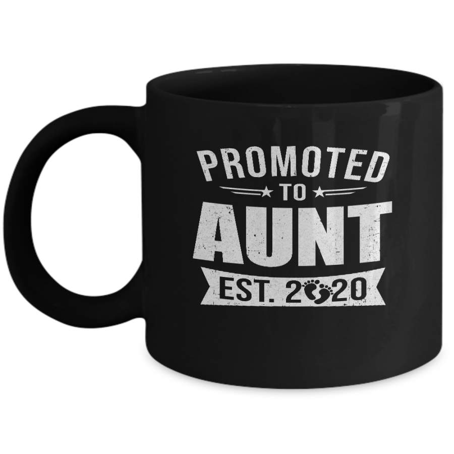 Vintage Promoted to Aunt Est 2020 First New Aunt Gift Mug