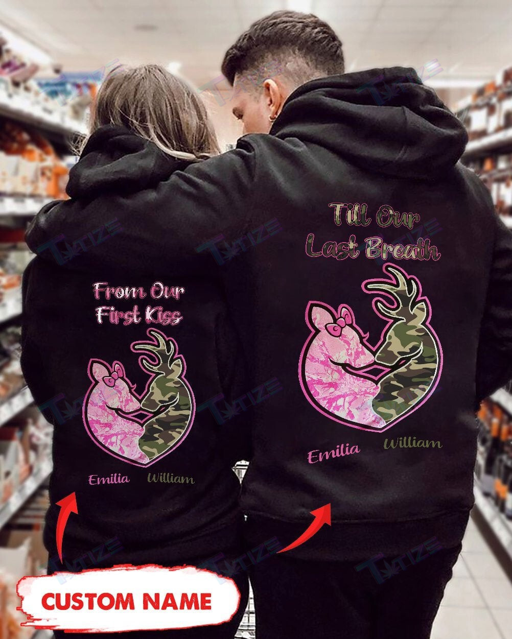 Couple Shirts – Personalized Till Our Last Breath Deer Matching Couple, Valentine 2022 Gift Graphic Unisex T Shirt, Sweatshirt, Hoodie Size S – 5Xl