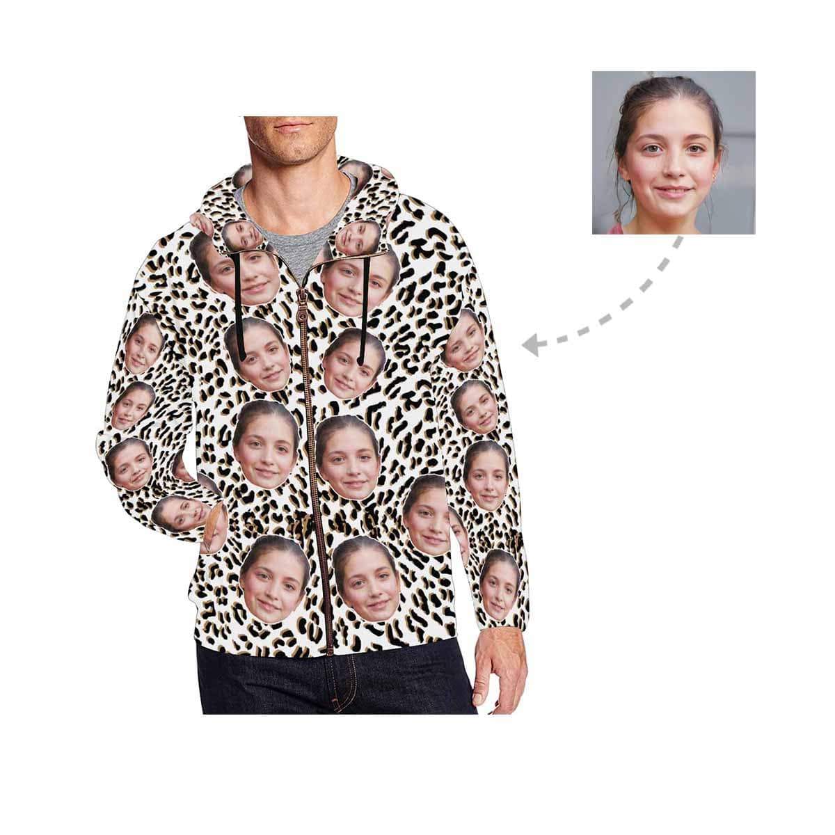 Custom Girlfriend Face Leopard Men’S Hoodie