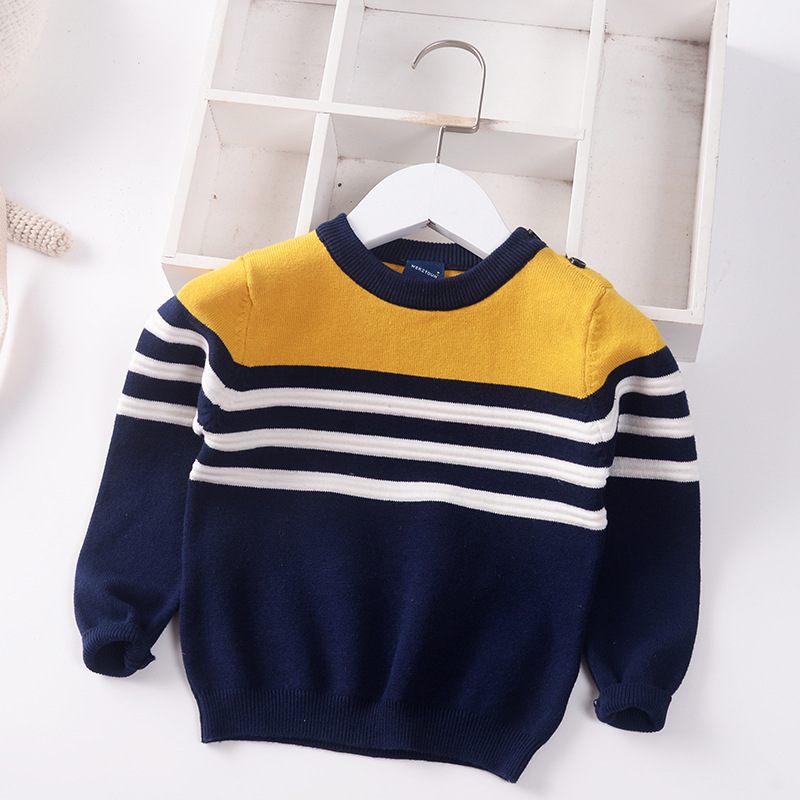 Boys Sweater Children Knitted Pullover Clothes 2022 Autumn New Boy Baby Child Cotton Striped Infant Baby Sweaters Toddler 0-5y alx